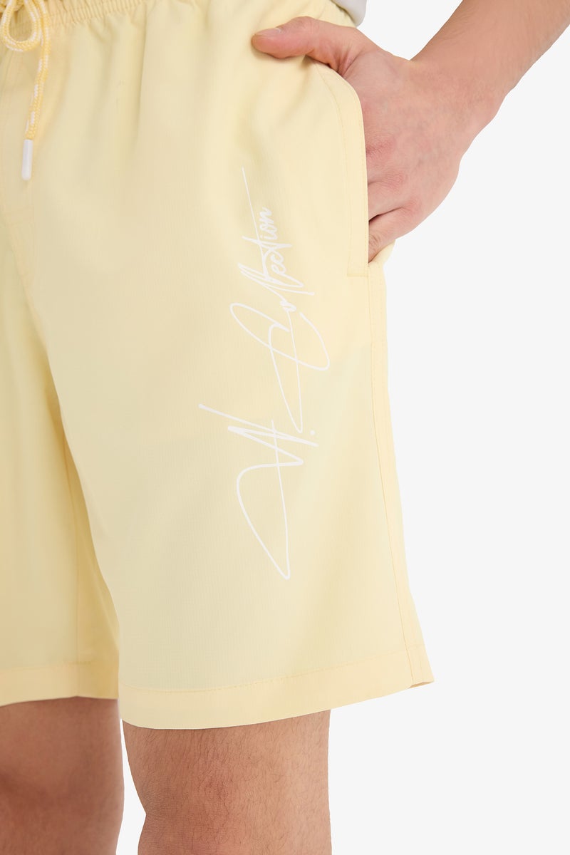 DeFacto Yellow Man Regular Fit Mesh Lined Short Length Swim Shorts Casual - Image 4